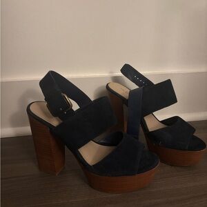 Aldo Dark Blue Suede Platform Sandals